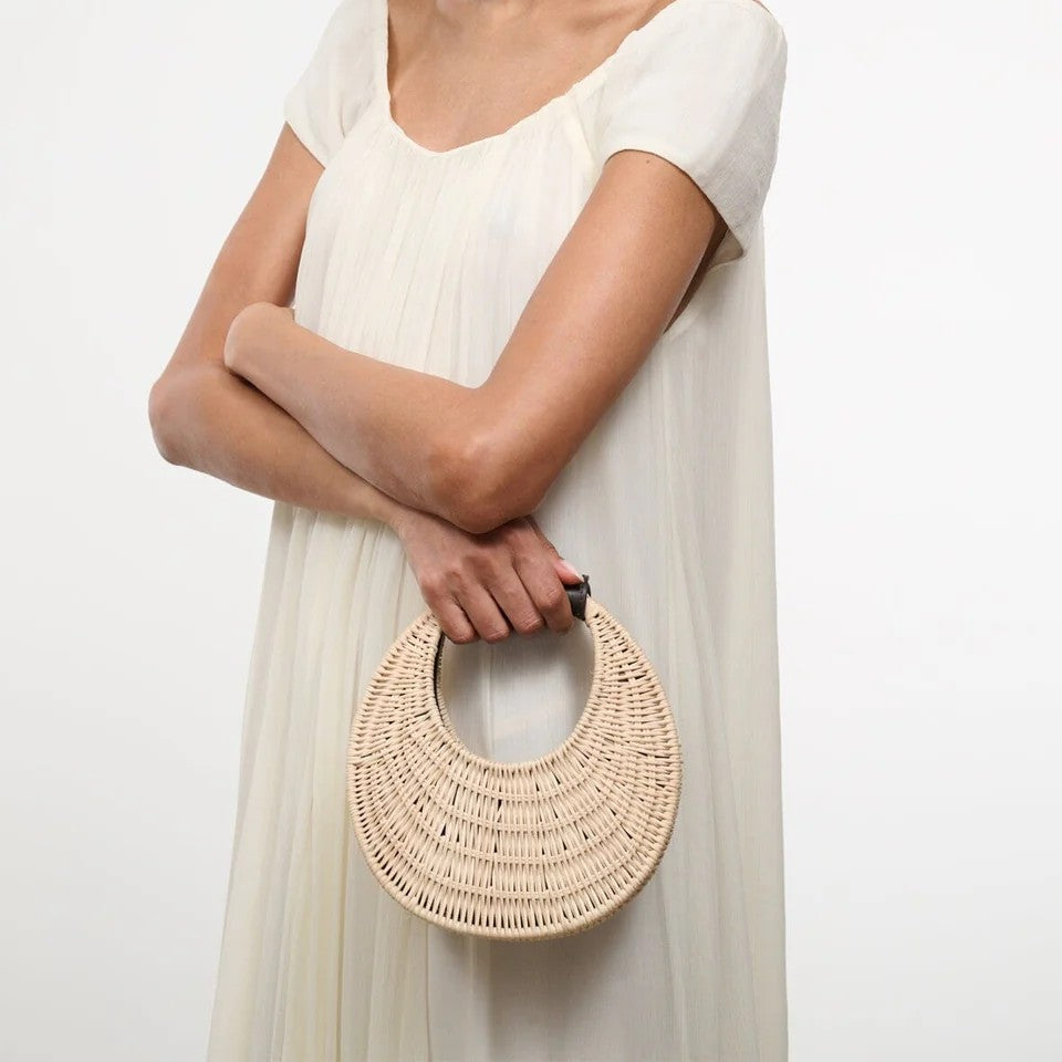 Crescent Natural Wicker Crossbody Bag