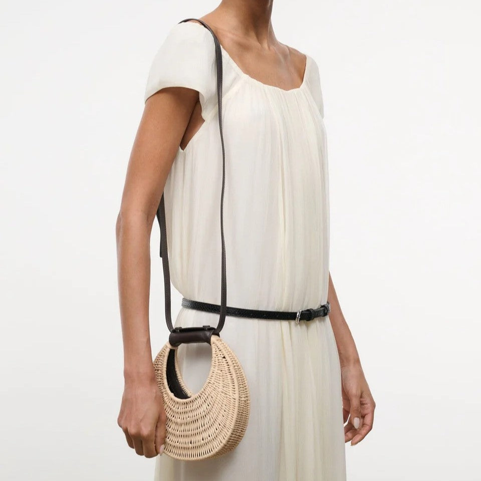 Crescent Natural Wicker Crossbody Bag