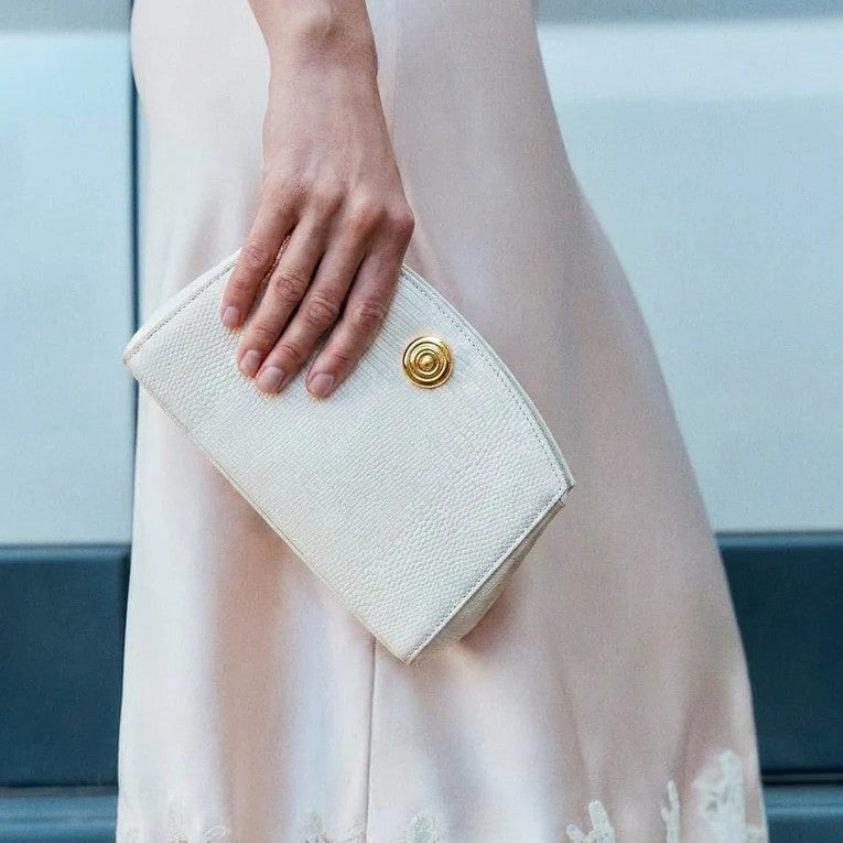 Minimal Suede Mandala Metal Push Lock Clutch Bag