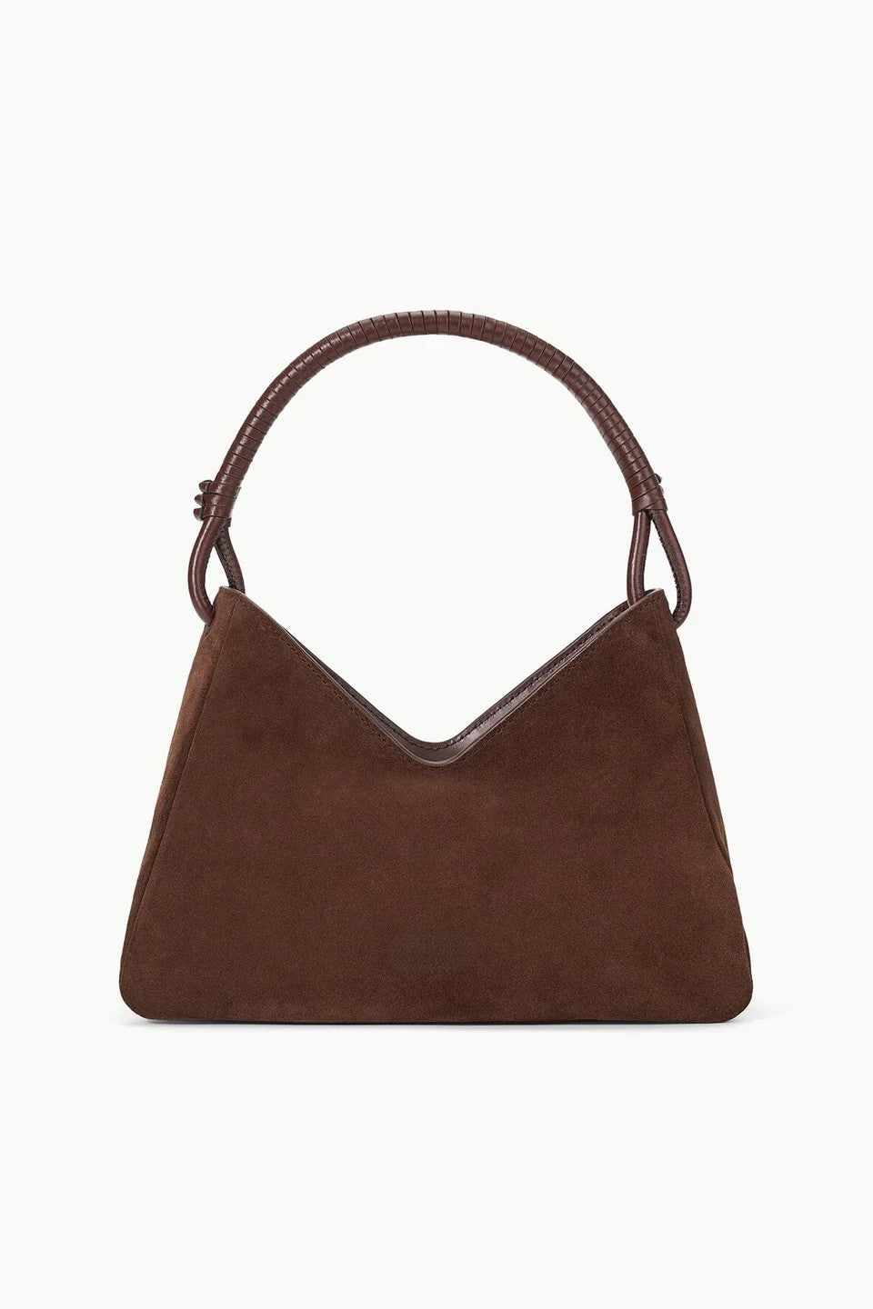 Minimal V-Cut Suede Shoulder Bag