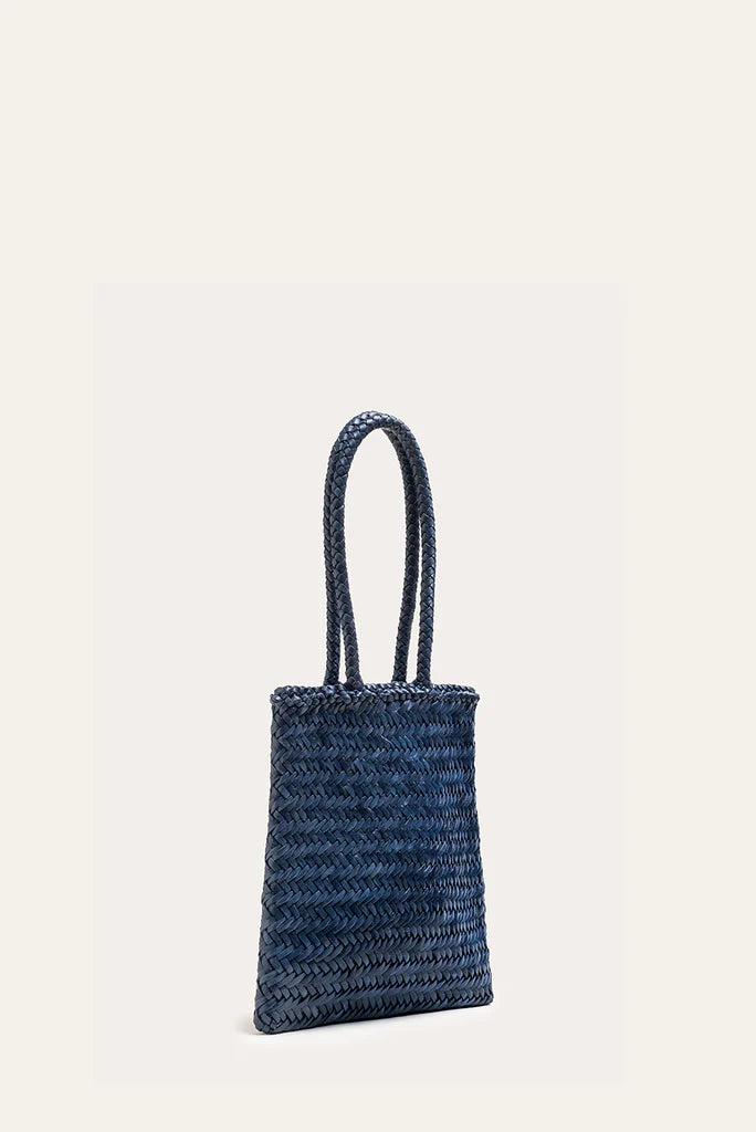 Hand Braided Vegetable Tanned Leather Flat Basket Bag