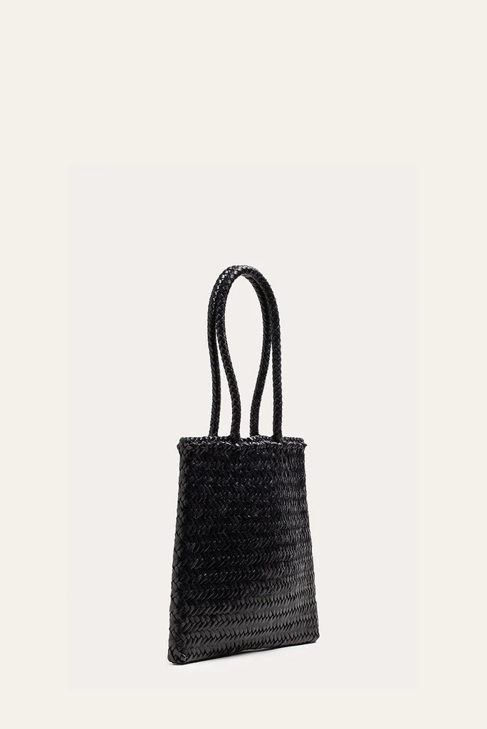 Hand Braided Vegetable Tanned Leather Flat Basket Bag