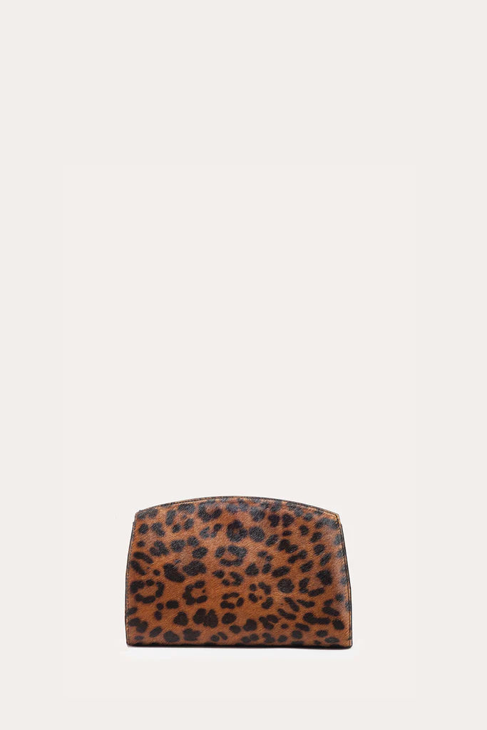 Leopard Print Haircalf Metal Snap Clutch Bag