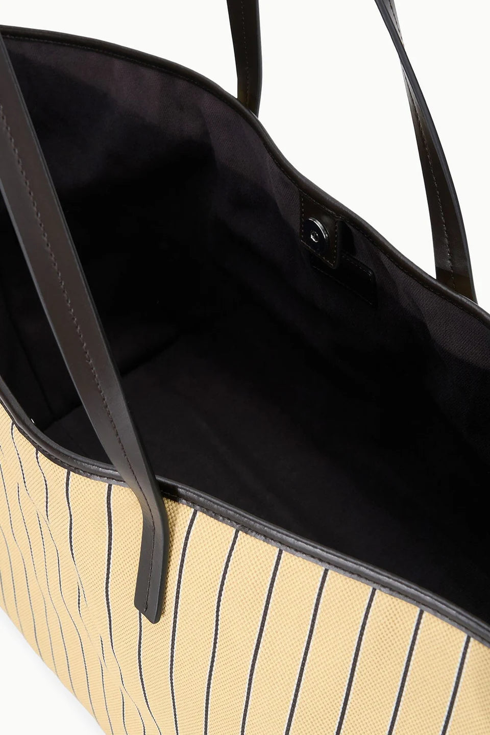 Yellow Thin Stripe Canvas Large Shoulder Tote