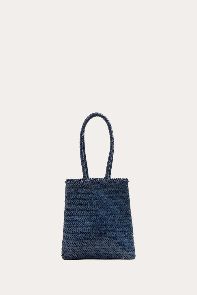 Hand Braided Vegetable Tanned Leather Flat Basket Bag