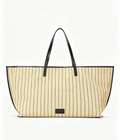 Yellow Thin Stripe Canvas Large Shoulder Tote