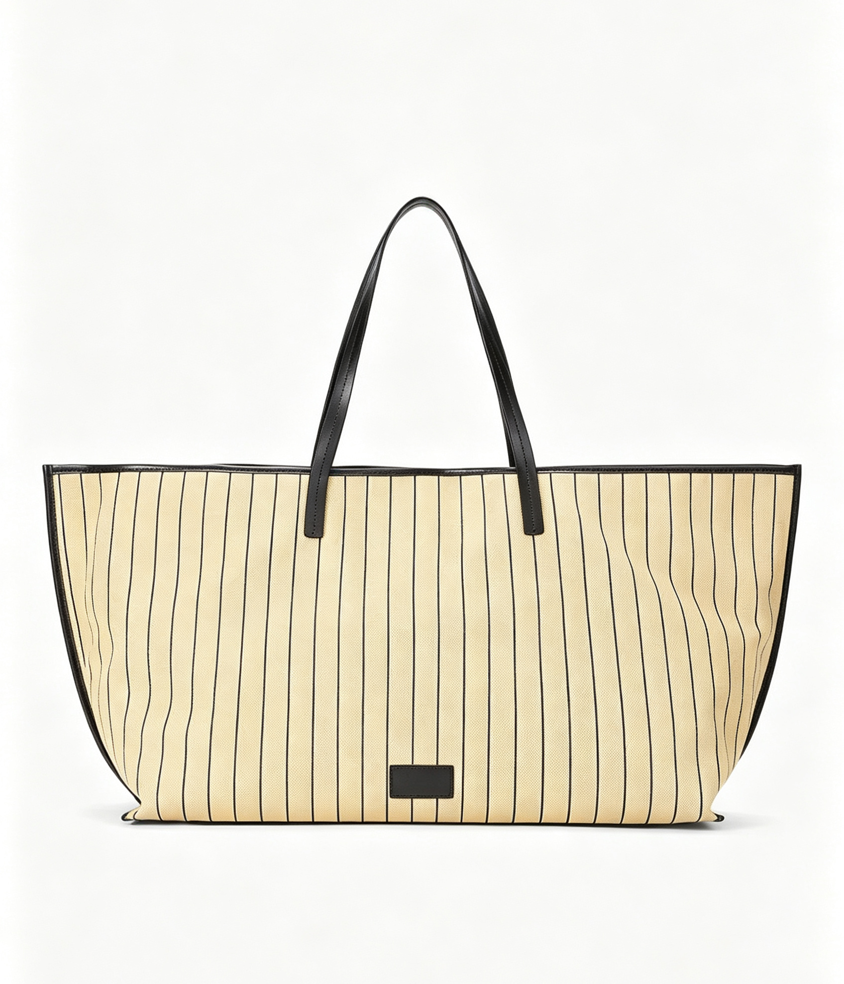 Yellow Thin Stripe Canvas Large Shoulder Tote