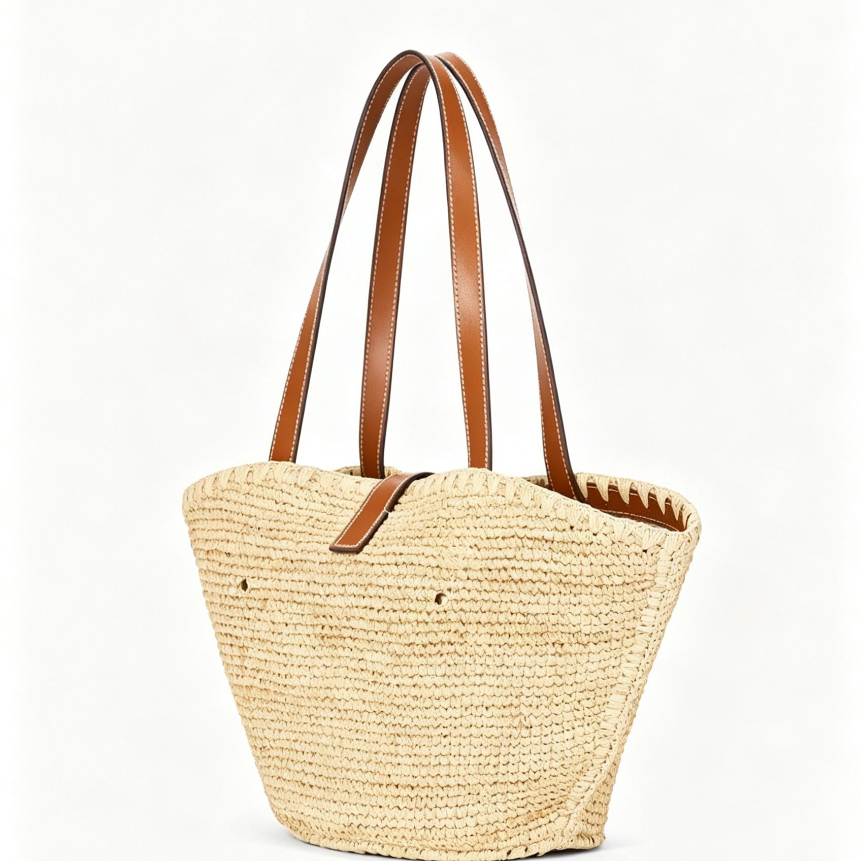 Natural Raffia Fan-Shaped Tote Bag